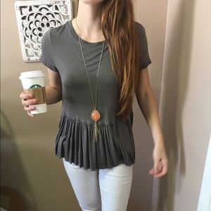 Gray Peplum Top